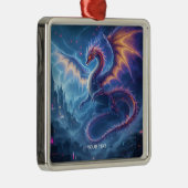 Fantasy Niedlich Blue Dragon City Ornament Aus Metall (Rechts)