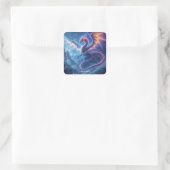 Fantasy Niedlich Blue Dragon City Quadratischer Aufkleber (Tasche)