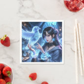 Fantasy Niedlich Blue Girl Raven Serviette (Beispiel)