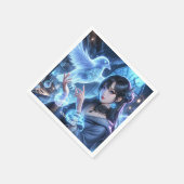 Fantasy Niedlich Blue Girl Raven Serviette (Ecke)