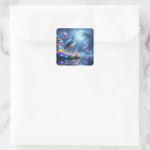 Fantasy Niedlich Blue Heres Lake Quadratischer Aufkleber (Tasche)