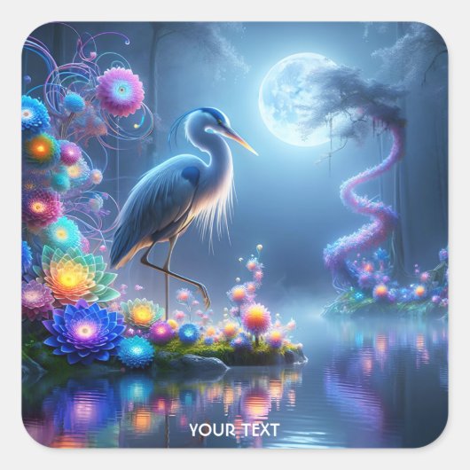 Fantasy Niedlich Blue Heres Lake Quadratischer Aufkleber (Vorderseite)