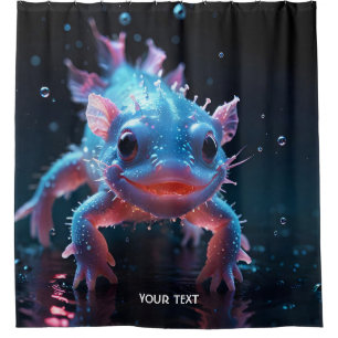 Fantasy Niedlich Blue Lächeln Axolotl Duschvorhang