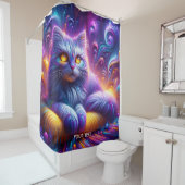 Fantasy Niedlich Blue Lila Cat Duschvorhang (Beispiel)