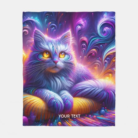 Fantasy Niedlich Blue Lila Cat Fleecedecke (Vorderseite)