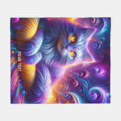 Fantasy Niedlich Blue Lila Cat Fleecedecke (Vorderseite (Horizontal))