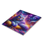 Fantasy Niedlich Blue Lila Cat Fliese (Seite)