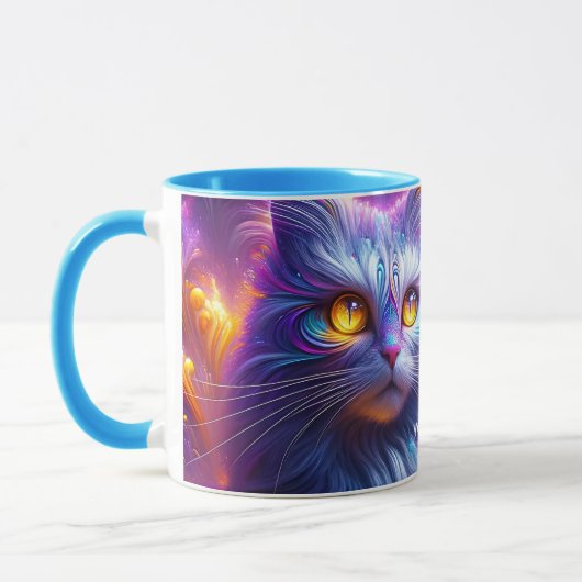 Fantasy Niedlich Blue Lila Cat Tasse (Links)