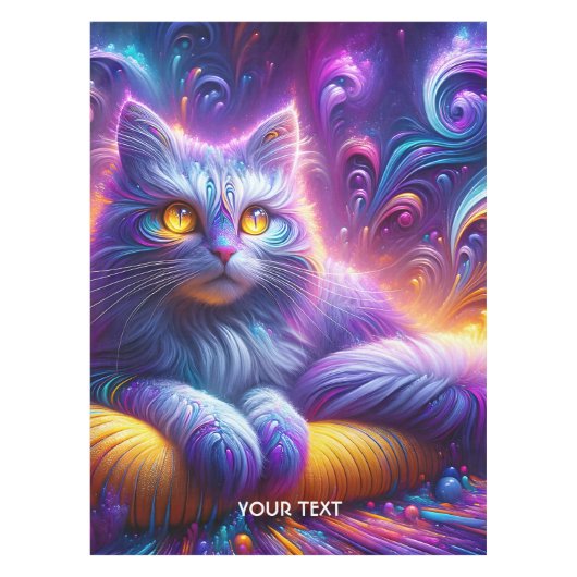 Fantasy Niedlich Blue Lila Cat Tischdecke (Vorderseite)