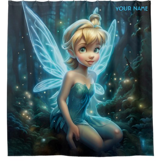 Fantasy Niedlich Blue Magic Fairy Duschvorhang (Vorderseite)