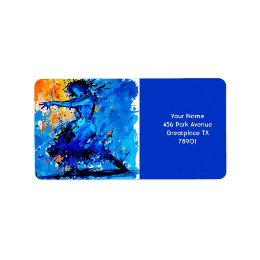 Fantasy Niedlich Blue Orange Dancer Adressaufkleber (Vorne)