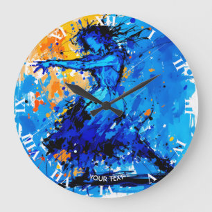 Fantasy Niedlich Blue Orange Dancer Große Wanduhr