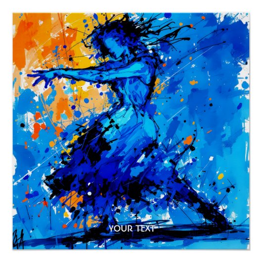 Fantasy Niedlich Blue Orange Dancer Poster (Vorderseite)
