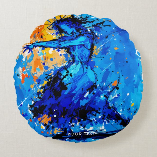 Fantasy Niedlich Blue Orange Dancer Rundes Kissen (Vorderseite)