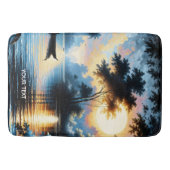 Fantasy Niedlich Boat Sunset Lake Badematte (Vorderseite)