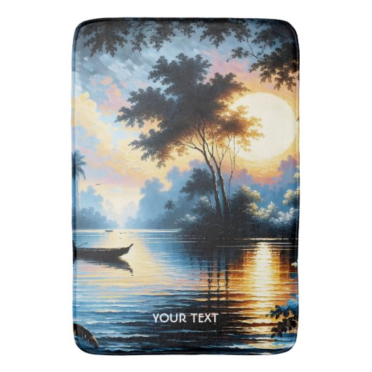 Fantasy Niedlich Boat Sunset Lake Badematte (Vorderseite Vertikal)