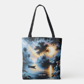 Fantasy Niedlich Boat Sunset Lake Tasche (Rückseite)