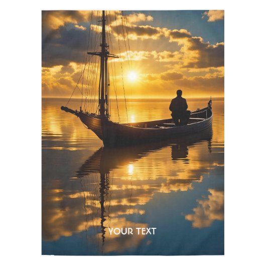 Fantasy Niedlich Boat Sunset Sea Tischdecke (Vorderseite)