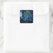 Fantasy Niedlich Bonsai Tree Lights Quadratischer Aufkleber (Tasche)