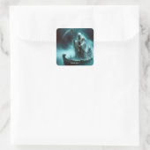Fantasy Niedlich Boote Seltsame Abbildung Quadratischer Aufkleber (Tasche)