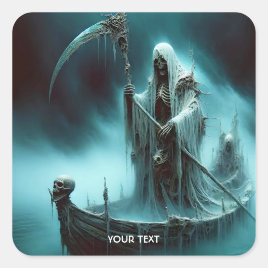 Fantasy Niedlich Boote Seltsame Abbildung Quadratischer Aufkleber (Vorderseite)