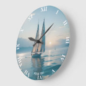 Fantasy Niedlich Boote Sun Große Wanduhr (Winkel)