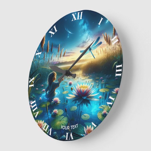 Fantasy Niedlich Boy Dragonfly Night Große Wanduhr (Winkel)