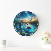 Fantasy Niedlich Boy Dragonfly Night Große Wanduhr (Zuhause)