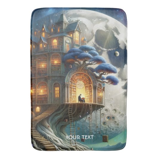 Fantasy Niedlich Boy Moon Library Badematte (Vorderseite Vertikal)
