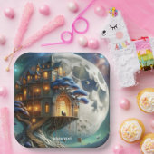 Fantasy Niedlich Boy Moon Library Pappteller (Party)