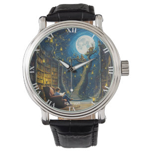 Fantasy Niedlich Boy Tree Library Armbanduhr