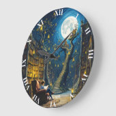 Fantasy Niedlich Boy Tree Library Große Wanduhr (Winkel)