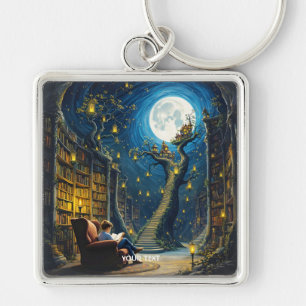 Fantasy Niedlich Boy Tree Library Schlüsselanhänger