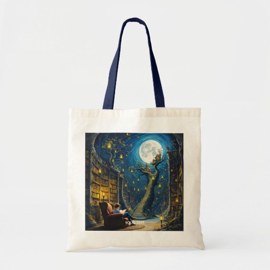 Fantasy Niedlich Boy Tree Library Tragetasche (Vorne)