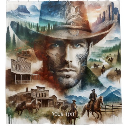 Fantasy Niedlich Brave Handsome Cowboy Duschvorhang (Vorderseite)