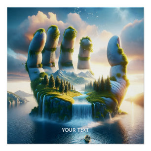 Fantasy Niedlich Bridge Lake Hand Poster
