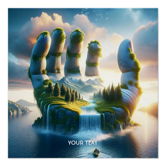 Fantasy Niedlich Bridge Lake Hand Poster (Vorderseite)