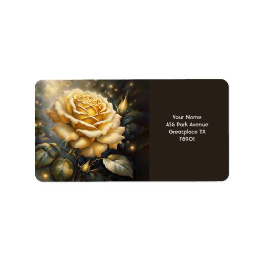 Fantasy Niedlich Bright Yellow Rose Adressaufkleber (Vorne)