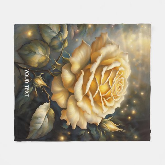 Fantasy Niedlich Bright Yellow Rose Fleecedecke (Vorderseite (Horizontal))