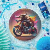 Fantasy Niedlich Bull Riding Bike Pappteller (Party)