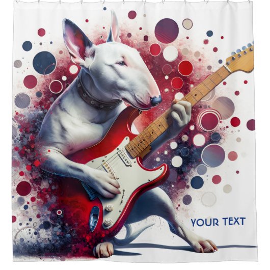 Fantasy Niedlich Bull Terrier Guitar Duschvorhang (Vorderseite)