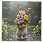 Fantasy Niedlich Bunny Blume Rain Fliese (Vorderseite)