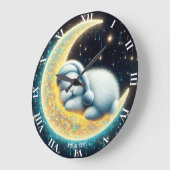 Fantasy Niedlich Bunny Crescent Moon Große Wanduhr (Winkel)