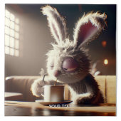 Fantasy Niedlich Bunny Drink Coffee Fliese (Vorderseite)