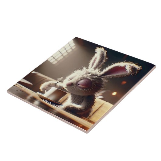 Fantasy Niedlich Bunny Drink Coffee Fliese (Seite)