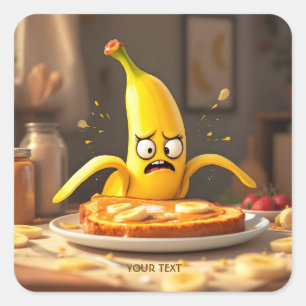 Fantasy Niedlich Butter Banana Toast Quadratischer Aufkleber