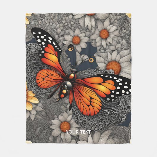 Fantasy Niedlich Butterfly Filigree Blume Fleecedecke (Vorderseite)