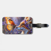 Fantasy Niedlich Butterfly Fox Blume Gepäckanhänger (Rückseite horizontal)
