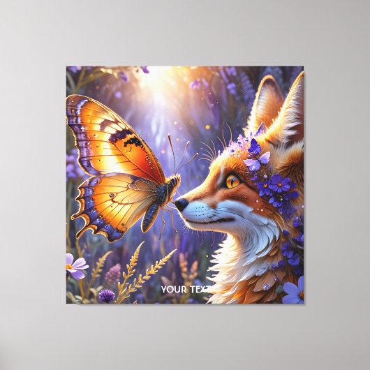 Fantasy Niedlich Butterfly Fox Blume Leinwanddruck (Vorderseite)