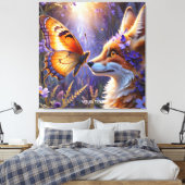 Fantasy Niedlich Butterfly Fox Blume Leinwanddruck (Insitu (Schlafzimmer))